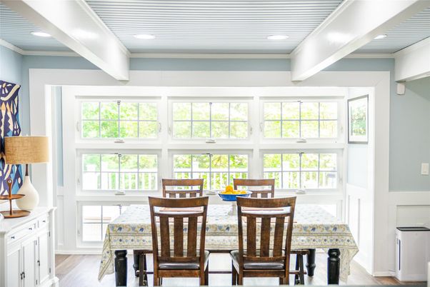 Dining room, Interior, Recessed Lighting, Wood Texture Flooring