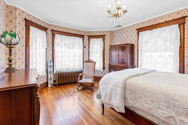 Bedroom, Chandelier, Interior, Wood Texture Flooring