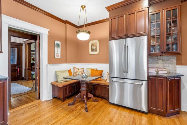 Interior, Kitchen, Pendant Lights, Stainless Steel Appliances, Wood Texture Flooring