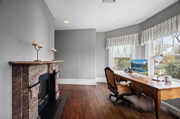 Home Office, Interior, Recessed Lighting, Wood Texture Flooring