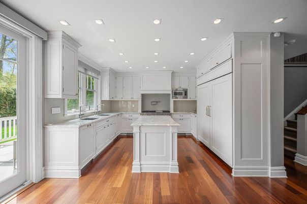 Interior, Kitchen, Recessed Lighting, Wood Texture Flooring