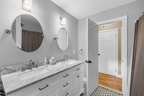 Bathroom, Dual Sink Vanities, Interior, Wood Texture Flooring