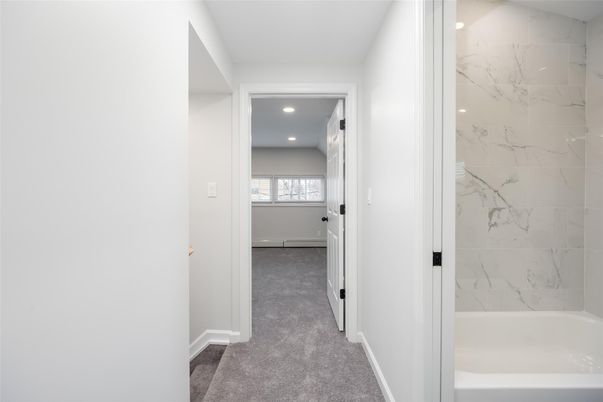 Bathroom, Interior, Marble Walls, Recessed Lighting