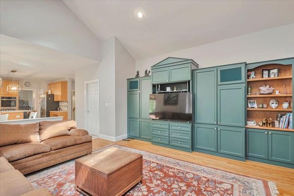 Interior, Kitchen, Living room, Pendant Lights, Recessed Lighting, Wood Texture Flooring