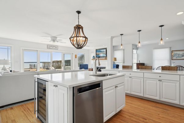 Interior, Kitchen, Pendant Lights, Recessed Lighting, Wood Texture Flooring