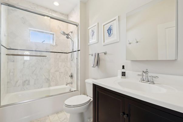 Bathroom, Glass Shower, Interior, Marble Walls, Recessed Lighting
