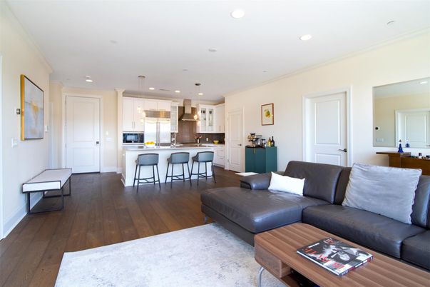 Interior, Kitchen, Living room, Pendant Lights, Recessed Lighting, Stainless Steel Appliances, Wood Texture Flooring