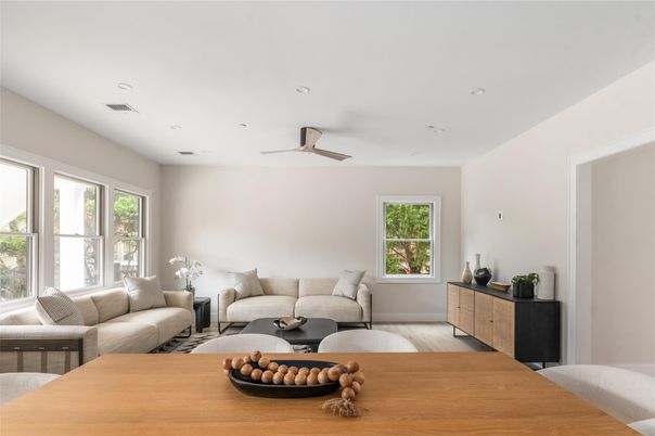 Interior, Living room, Recessed Lighting, Wood Texture Flooring