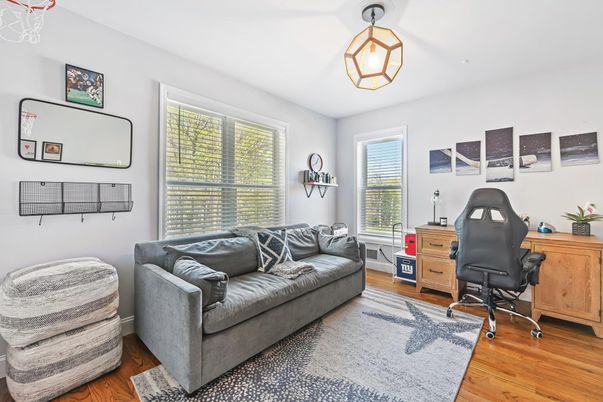 Home Office, Interior, Pendant Lights, Wood Texture Flooring