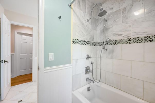 Bathroom, Interior, Marble, Marble Walls, Wood Texture Flooring