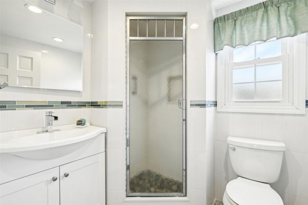 Bathroom, Glass Shower, Interior, Recessed Lighting