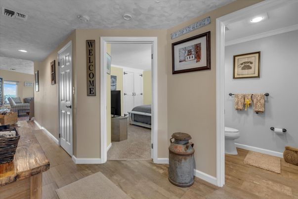 Bathroom, Interior, Recessed Lighting, Wood Texture Flooring