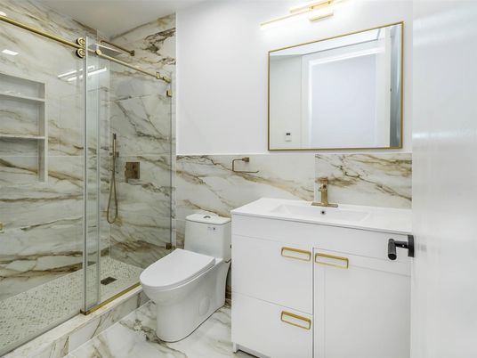 Bathroom, Glass Shower, Interior, Marble, Marble Walls