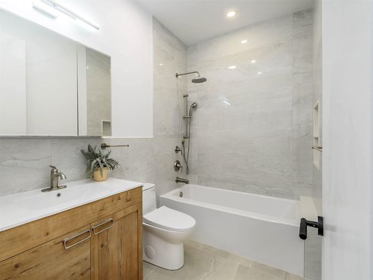 Bathroom, Interior, Marble Walls, Recessed Lighting