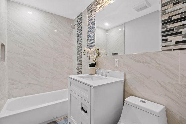 Bathroom, Interior, Marble Walls, Recessed Lighting
