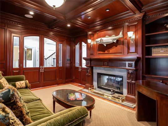 Fireplace, Interior, Living room, Recessed Lighting, Wooden Beams, Wooden Ceilings, Wooden Walls
