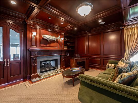 Fireplace, Interior, Living room, Recessed Lighting, Wooden Beams, Wooden Ceilings, Wooden Walls