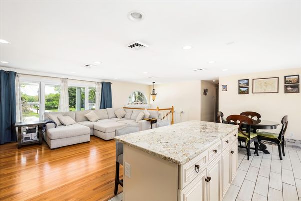 Dining room, Interior, Kitchen, Living room, Pendant Lights, Recessed Lighting, Wood Texture Flooring