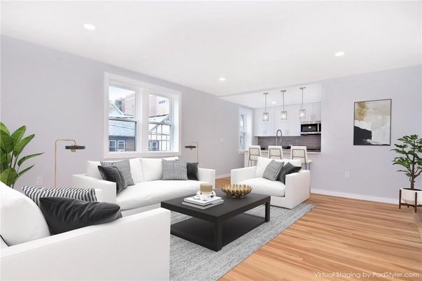Interior, Kitchen, Living room, Pendant Lights, Recessed Lighting, Wood Texture Flooring