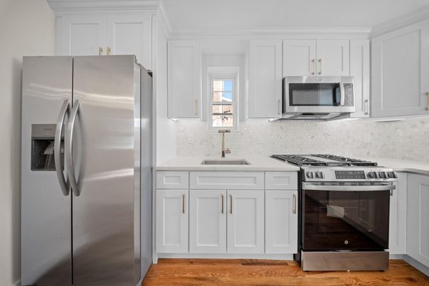 Interior, Kitchen, Stainless Steel Appliances, Wood Texture Flooring