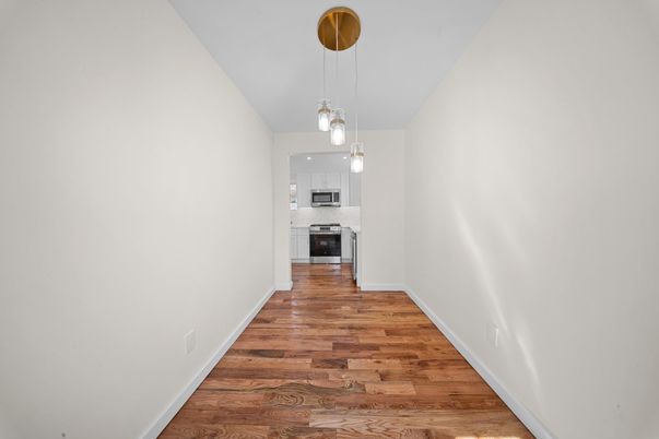 Interior, Kitchen, Pendant Lights, Stainless Steel Appliances, Wood Texture Flooring