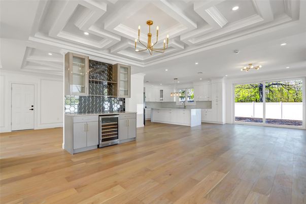 Interior, Kitchen, Pendant Lights, Recessed Lighting, Wood Texture Flooring