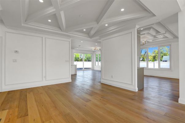 Empty room, Interior, Recessed Lighting, Wood Texture Flooring