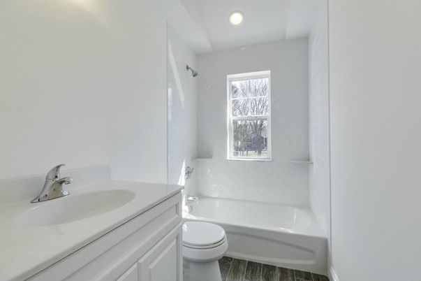 Bathroom, Interior, Recessed Lighting, Wood Texture Flooring