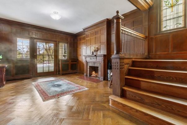 Fireplace, Interior, Wood Texture Flooring, Wooden Walls