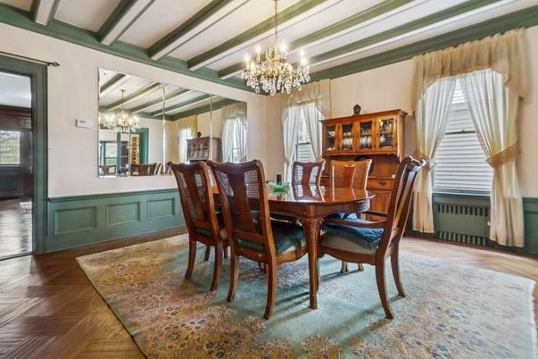 Chandelier, Dining room, Interior, Wood Texture Flooring