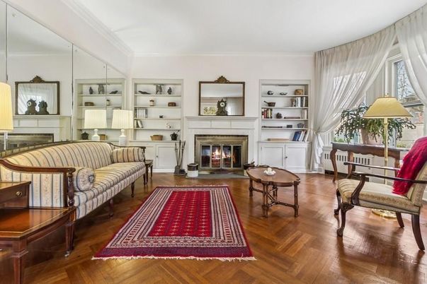 Fireplace, Interior, Living room, Pendant Lights, Wood Texture Flooring