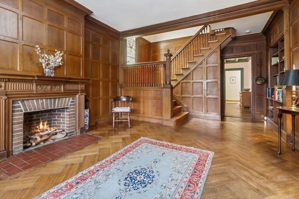 Fireplace, Interior, Wood Texture Flooring, Wooden Walls