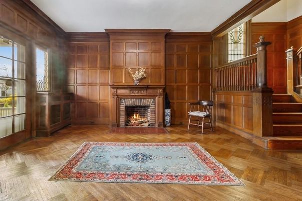 Fireplace, Interior, Wood Texture Flooring, Wooden Walls