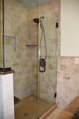 Bathroom, Glass Shower, Interior, Stone Walls