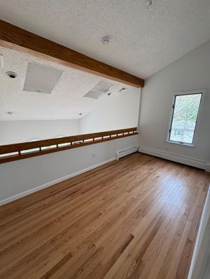 Empty room, Interior, Recessed Lighting, Wooden Beams, Wood Texture Flooring