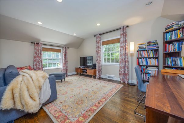 Home Office, Interior, Recessed Lighting, Wood Texture Flooring