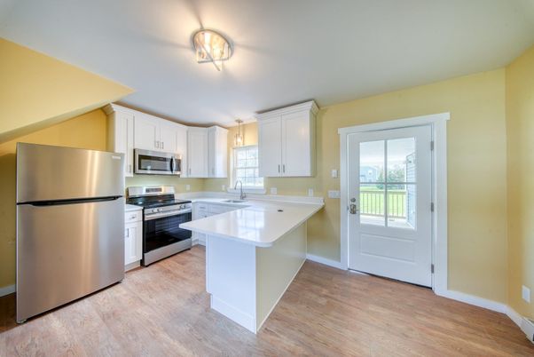 Interior, Kitchen, Stainless Steel Appliances, Wood Texture Flooring