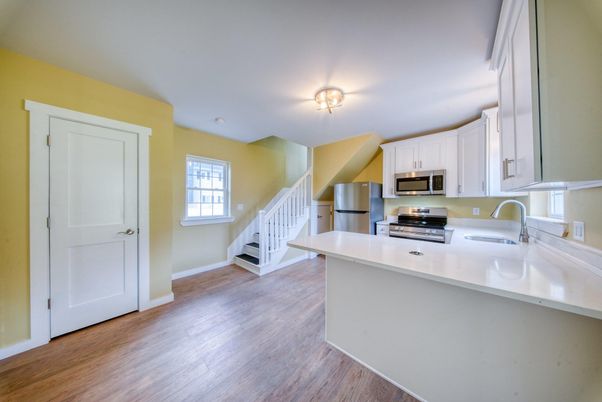 Interior, Kitchen, Stainless Steel Appliances, Wood Texture Flooring