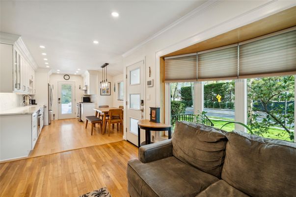 Dining room, Interior, Kitchen, Living room, Pendant Lights, Recessed Lighting, Wood Texture Flooring