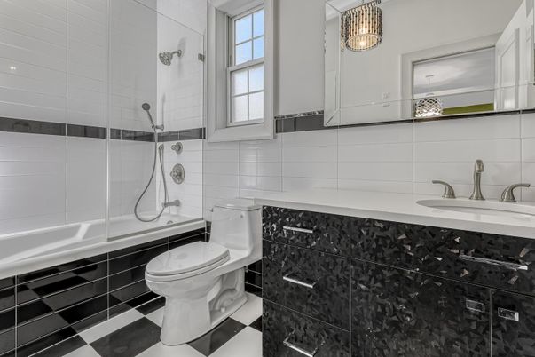 Bathroom, Glass Shower, Interior, Pendant Lights