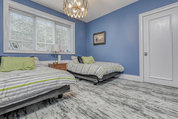 Bedroom, Interior, Pendant Lights, Wood Texture Flooring