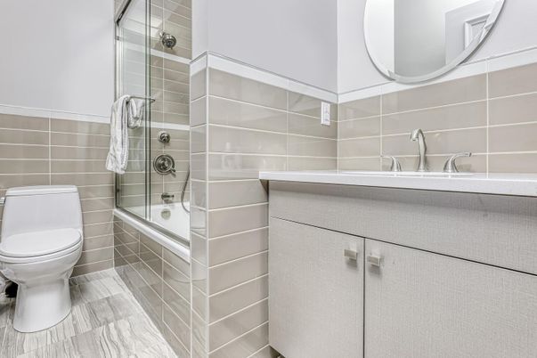 Bathroom, Glass Shower, Interior, Wood Texture Flooring