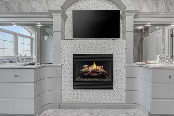 Bathroom, Fireplace, Interior, Marble