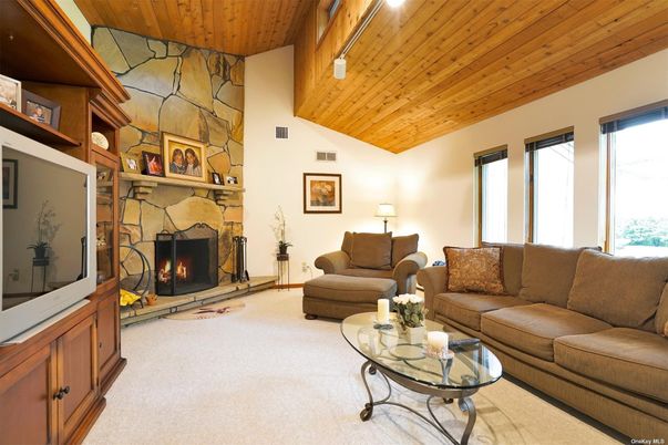 Fireplace, Interior, Living room, Stone Walls, Wooden Ceilings