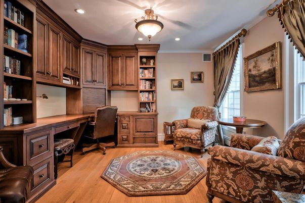 Home Office, Interior, Recessed Lighting, Wood Texture Flooring