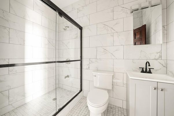 Bathroom, Glass Shower, Interior, Marble Walls