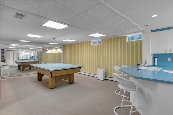 Billiard Table, Game Room, Interior, Pendant Lights, Recessed Lighting