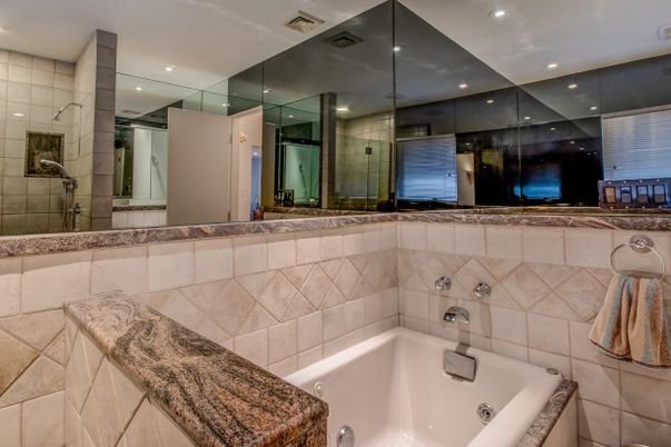 Bathroom, Glass Shower, Interior, Recessed Lighting