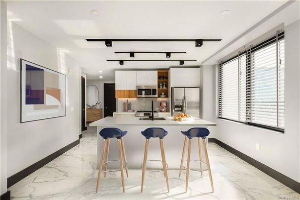 Interior, Kitchen, Marble, Recessed Lighting, Stainless Steel Appliances