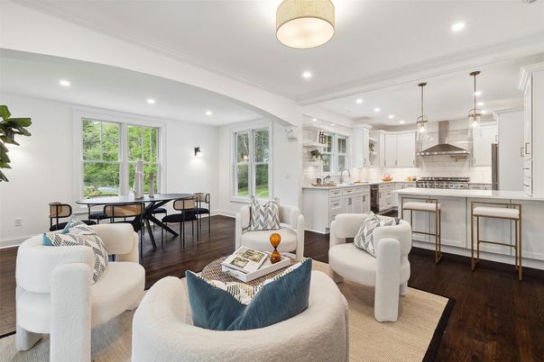 Dining room, Interior, Kitchen, Living room, Pendant Lights, Recessed Lighting, Wood Texture Flooring